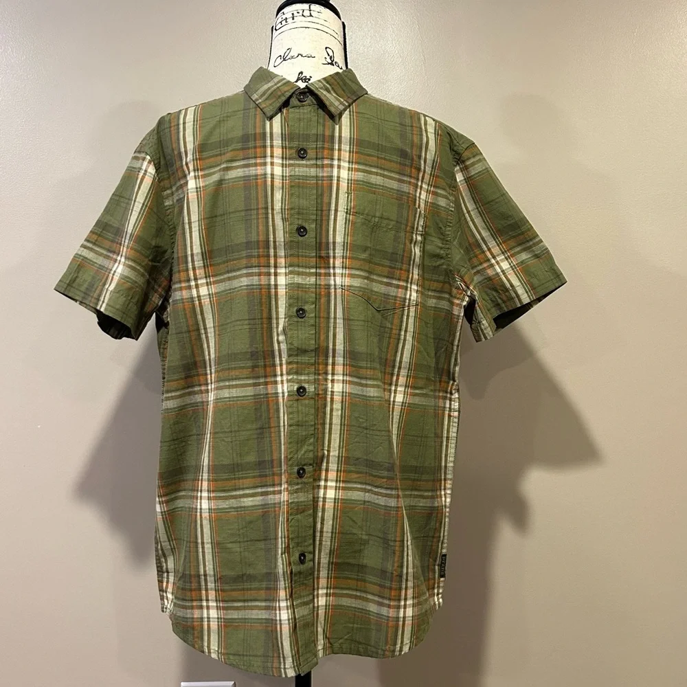 Prana Benton Plaid Green Iguana Button Down Shirt_5